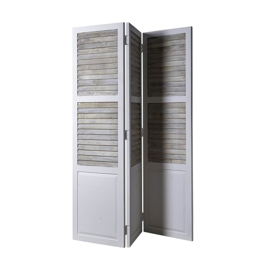 [KC1354] ANTIQUE WHITE BIFOLD SCREEN - MANGO