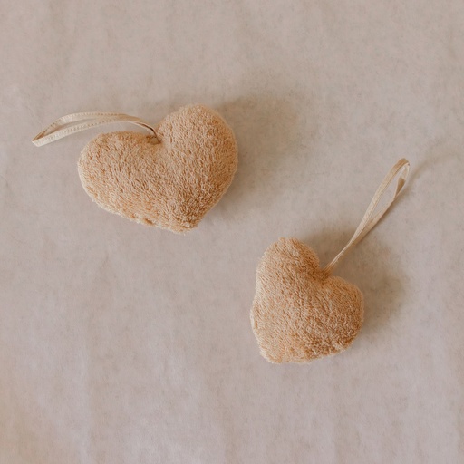 [KK1022] AKIIKO - TOFFEE TERRY PUFFY HEART CHARM - SMALL