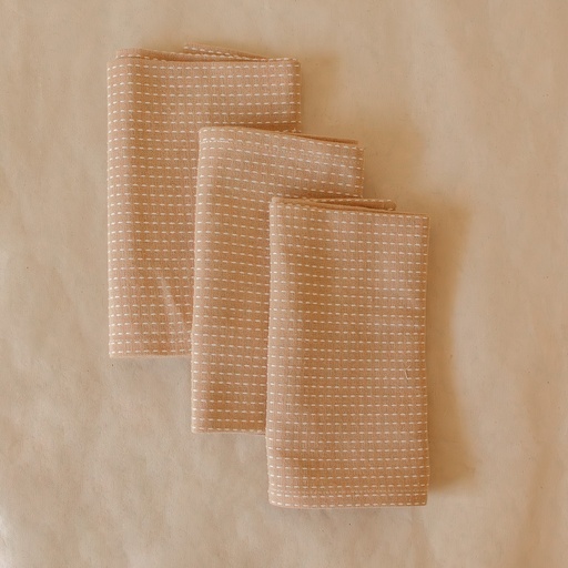 [KK1041] AKIIKO - STRIPE WOVEN KITCHEN TOWEL- FAWN - SET OF 2