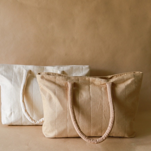 [KK1045] AKIIKO - SOFT WAFFLE CARRY-ALL TOTE- TOAST