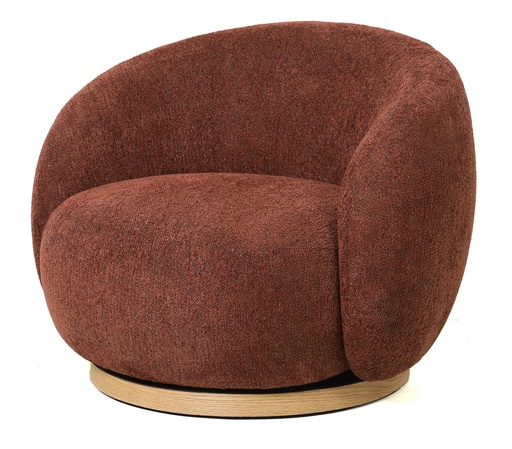 [LA2044] MIAMI SWIVEL CHAIR XL W/WOOD BASE - BURNT OCHRE