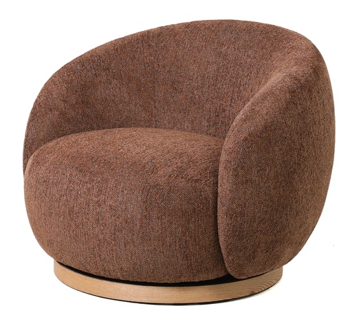 [LA2046] MIAMI SWIVEL CHAIR XL W/WOOD BASE - TOBACCO