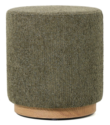 [LA2051] MIAMI OTTOMAN W/WOOD BASE - MOSS GREEN