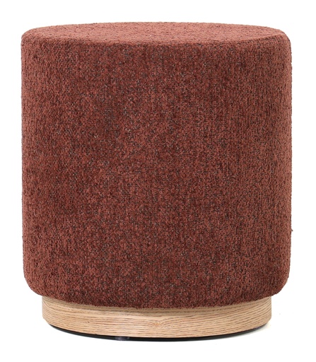 [LA2052] MIAMI OTTOMAN W/WOOD BASE - BURNT OCHRE