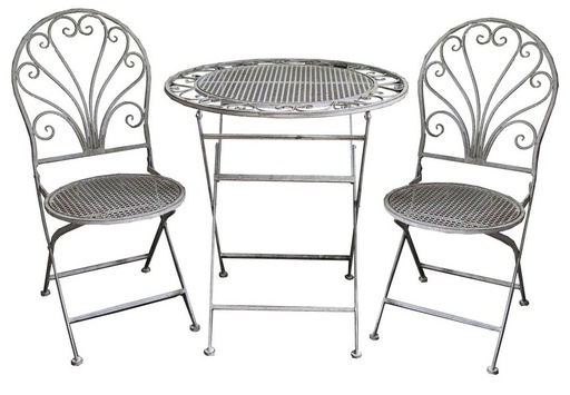 [MP3020] CAFE SETTING - ANTIQUE GREY FINISH (ROUND CHAIR)
