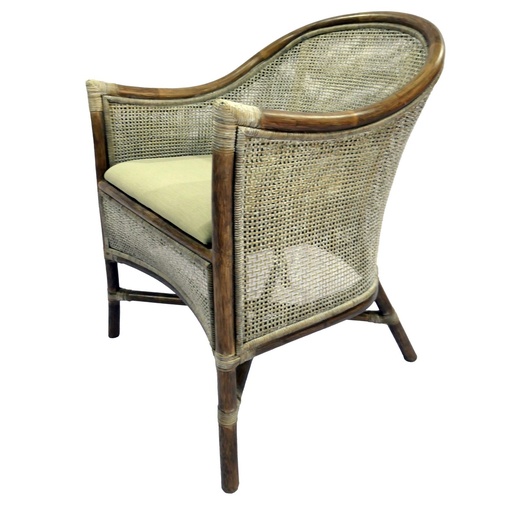 [PI8003] SANUR ARMCHAIR - SMOKE GREY/WHITE WASK & OATMEAL