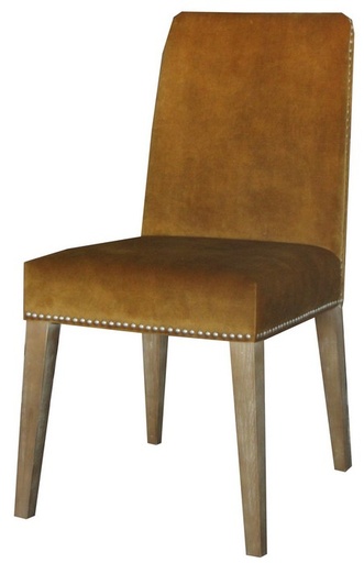 [PJ1046] PASCAL DINING CHAIR DARK MUSTARD VELVET W/ ANTIQUE STUDS
