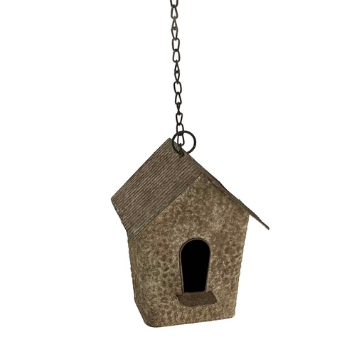 [PL6017] ANTIQUE METAL HANGIG BIRD HOUSE