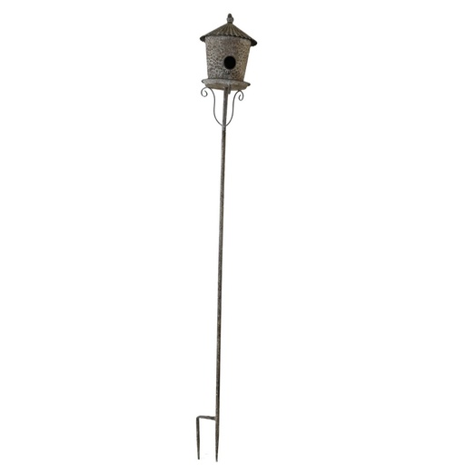 [PL6018] ANTIQUE METAL BIRD HOUSE GRADEN STAKE