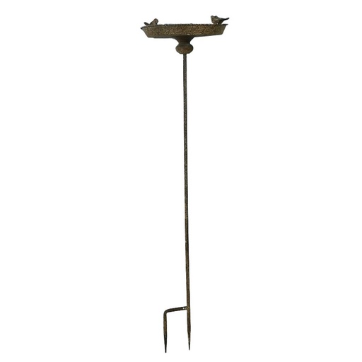 [PL6026] ANTIQUE METAL BIRD FEEDER GARDEN STAKE