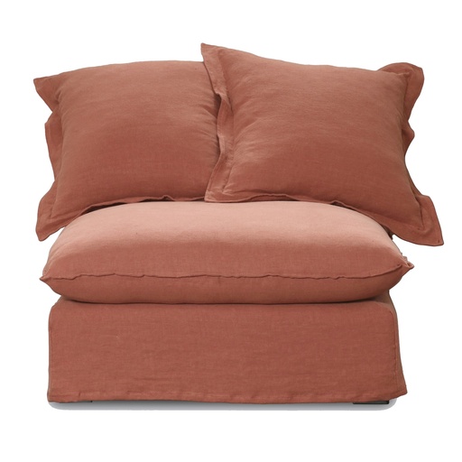 [PR2076] OASIS WASHED LINEN DREAM SOFA CENTRE - RUST 100% BELGIAN LINEN