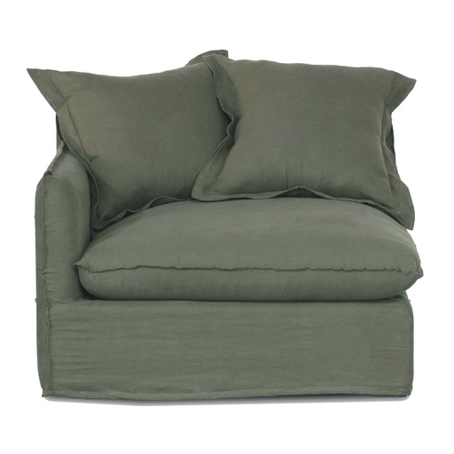 [PR2077] OASIS WASHED LINEN DREAM SOFA LEFT - OLIVE 100% BELGIAN LINEN