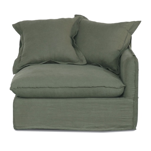 [PR2078] OASIS WASHED LINEN DREAM SOFA RIGHT - OLIVE 100% BELGIAN LINEN