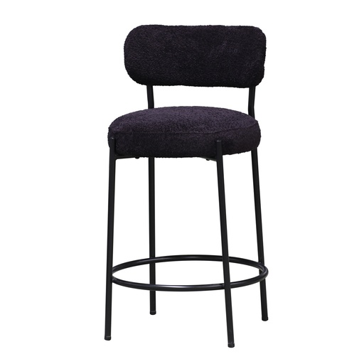 [PR2090] OSCAR BLACK BOUCLE BARSTOOL 65CM - BLACK