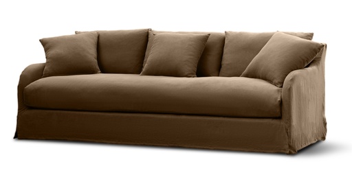 [PR2112] PROVENCAL SLIP COVER 3 SEATER SOFA W/FRENCH LINEN SLIP COVER - MOCHA