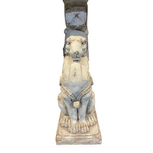 [QD5022] VINTAGE LION PLINTH - ANTIQUE MARBLE