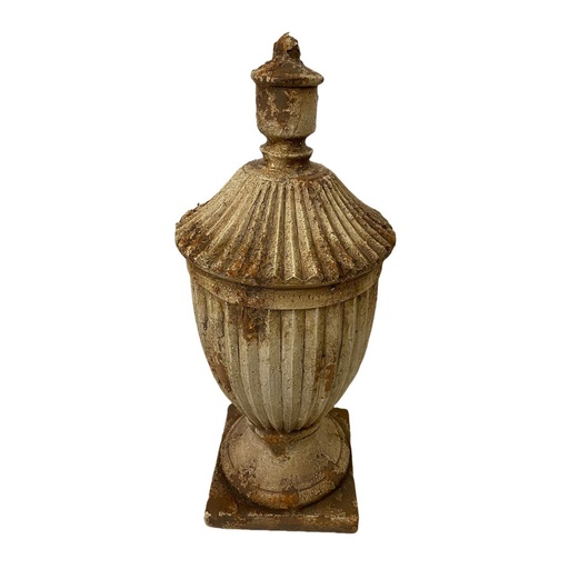[QD5039] URN WITH LID - INDOOR & OUTDOOR - ANTIQUE MARBLE MAGNESIA COMPOSITE