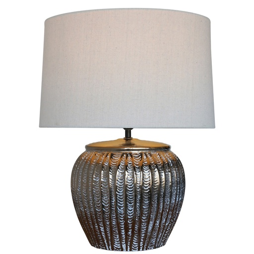 [RS3018] GOLD CERAMIC LAMP W/ NATURAL LINEN SHADE