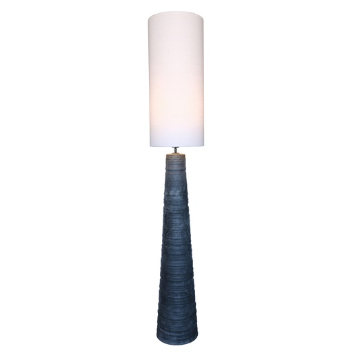 [RS3022] BLACK CERAMIC FLOOR LAMP W/ NATURAL LINEN SHADE