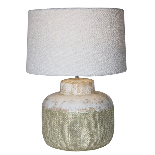 [RS3023] VINTAGE CREAM CERAMIC LAMP W/ WHITE SHADE
