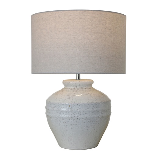 [RS3024] WHITE TERRACOTTA LAMP W/ WHITE LINEN SHADE