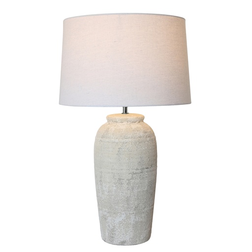 [RS3028] BEIGE CERAMIC LAMP W/ NATURAL LINEN SHADE