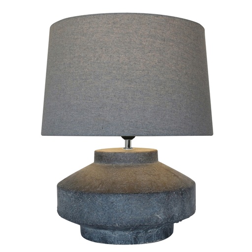 [RS3029] PEBBLE TERRACOTTA LAMP W/GREY LINEN SHADE