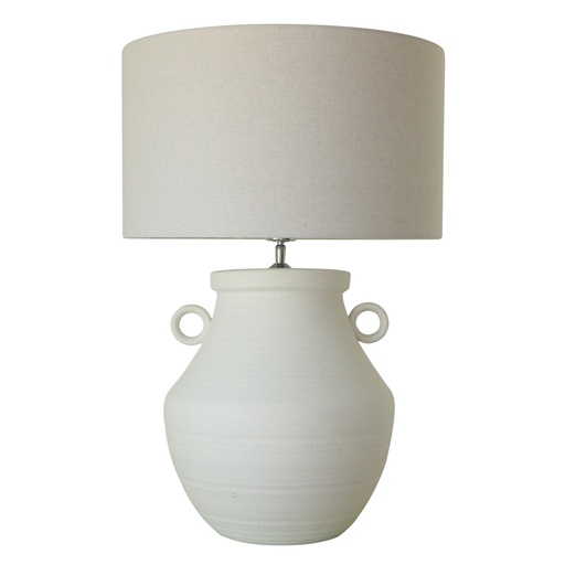 [RS3037] ANTIQUE CERAMIC LAMP W/ LINEN SHADE