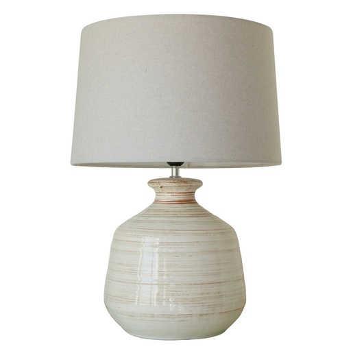 [RS3038] GLAZED CERAMIC LAMP W/ LINEN SHADE