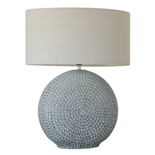 [RS3039] BLUE GLAZED CERAMIC LAMP W/ LINEN SHADE
