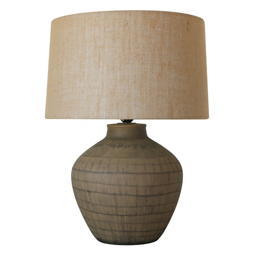 [RS3041] BROWN CERAMIC LAMP W/ HESSIAN SHADE