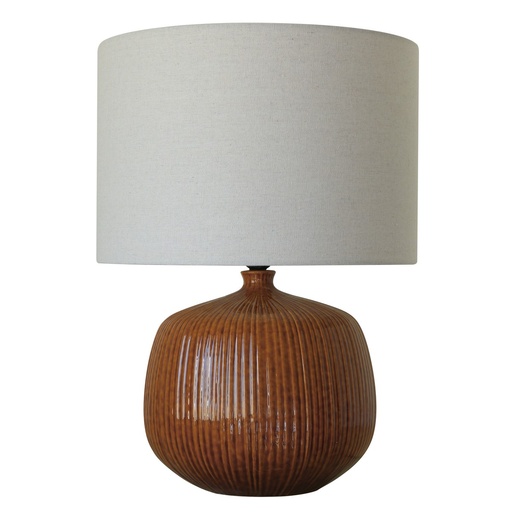 [RS3043] TABACCO CERAMIC LAMP W/ LINEN SHADE