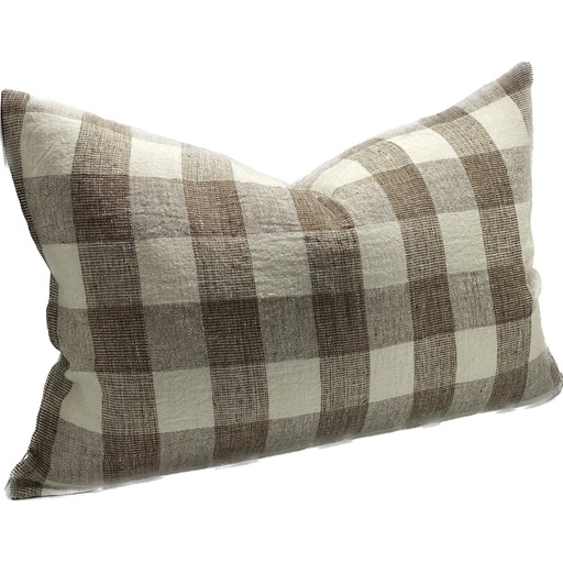 [SC9031] LINEN CUSHION COVER - IVORY / BROWN