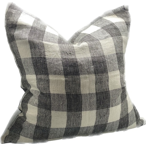[SC9034] LINEN CUSHION COVER - IVORY / CHARCOAL