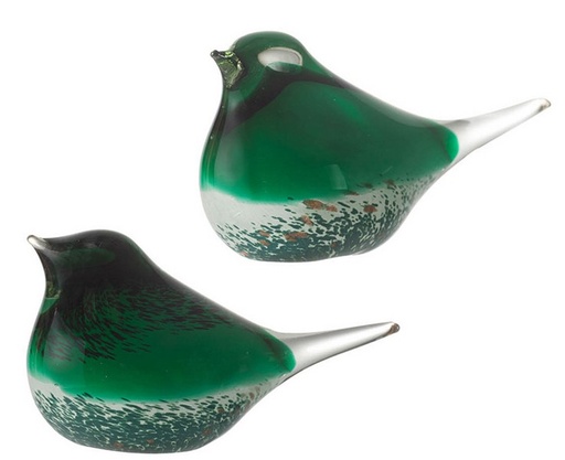 [SE2334] GREEN GLASS BIRDS S/2