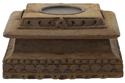 [SE2353] ANTIQUE CARVED PILLAR CANDLE HOLDER