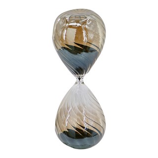 [SE2620] HOURGLASS WITH. GREY LUSTER FINISH, 60 MINUTES,BLACK SAND