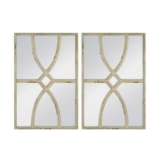[SE2636] WHITE CARVED WLL MIRROR SET/2