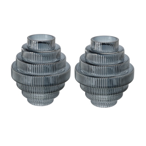 [SE2767] GLASS VASE SET/2 SMOKE