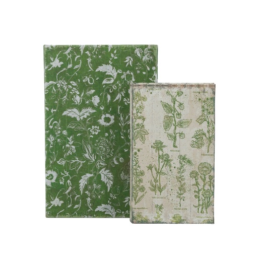 [SE2963] GREEN LEAF BOOK BOX S/2