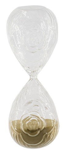 [SE3060] ROSE EMBOSSED HOUR GLASS WITH TAN SAND - LARGE
