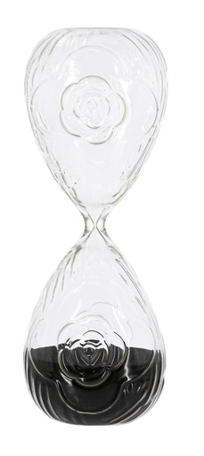 [SE3061] ROSE EMBOSSED HOUR GLASS WITH BLACK SAND - LARGE