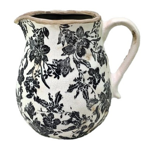 [SX3001] BLACK FLORAL CERAMIC  JUG - BLACK