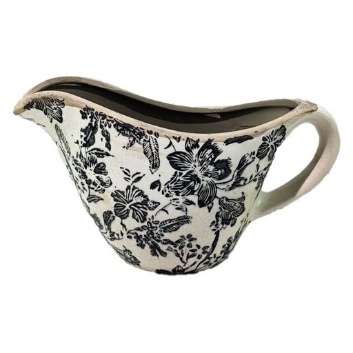 [SX3003] BLACK FLORAL CERAMIC  JUG - BLACK