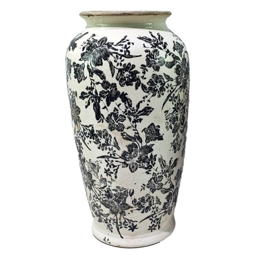[SX3004] BLACK FLORAL VASE - BLACK
