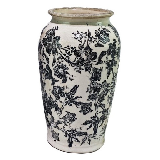 [SX3005] BLACK FLORAL VASE - BLACK