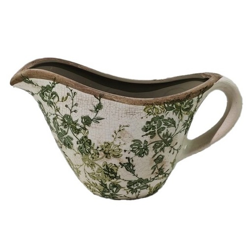 [SX3017] GREEN FLORAL CERAMIC  JUG - GREEN
