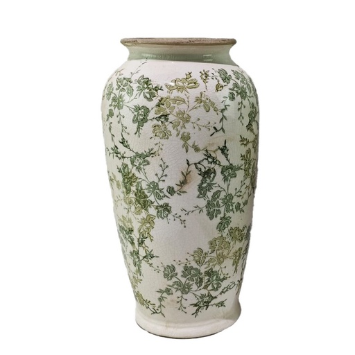 [SX3018] GREEN FLORAL VASE - GREEN