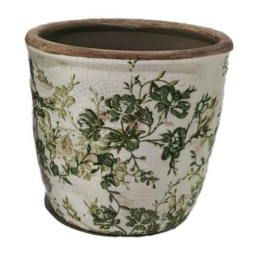 [SX3021] GREEN FLORAL POT - GREEN