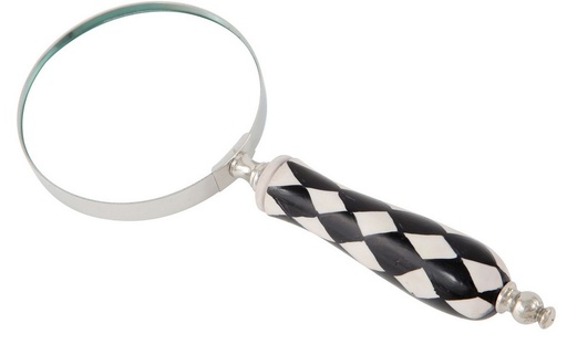 [TK1178] BRASS ALUMINIUM MAGNIFIER W/ BLACK & WHITE HANDLE